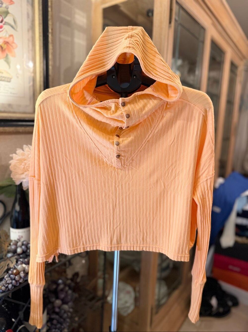 NWOT Free People Movement ribbed, and cropped cowl neck hoodie